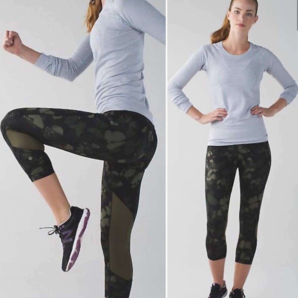 Lululemon Biggie So Fly Fatigue Butterfly Pace Rival Crops - Picture 2 of 3